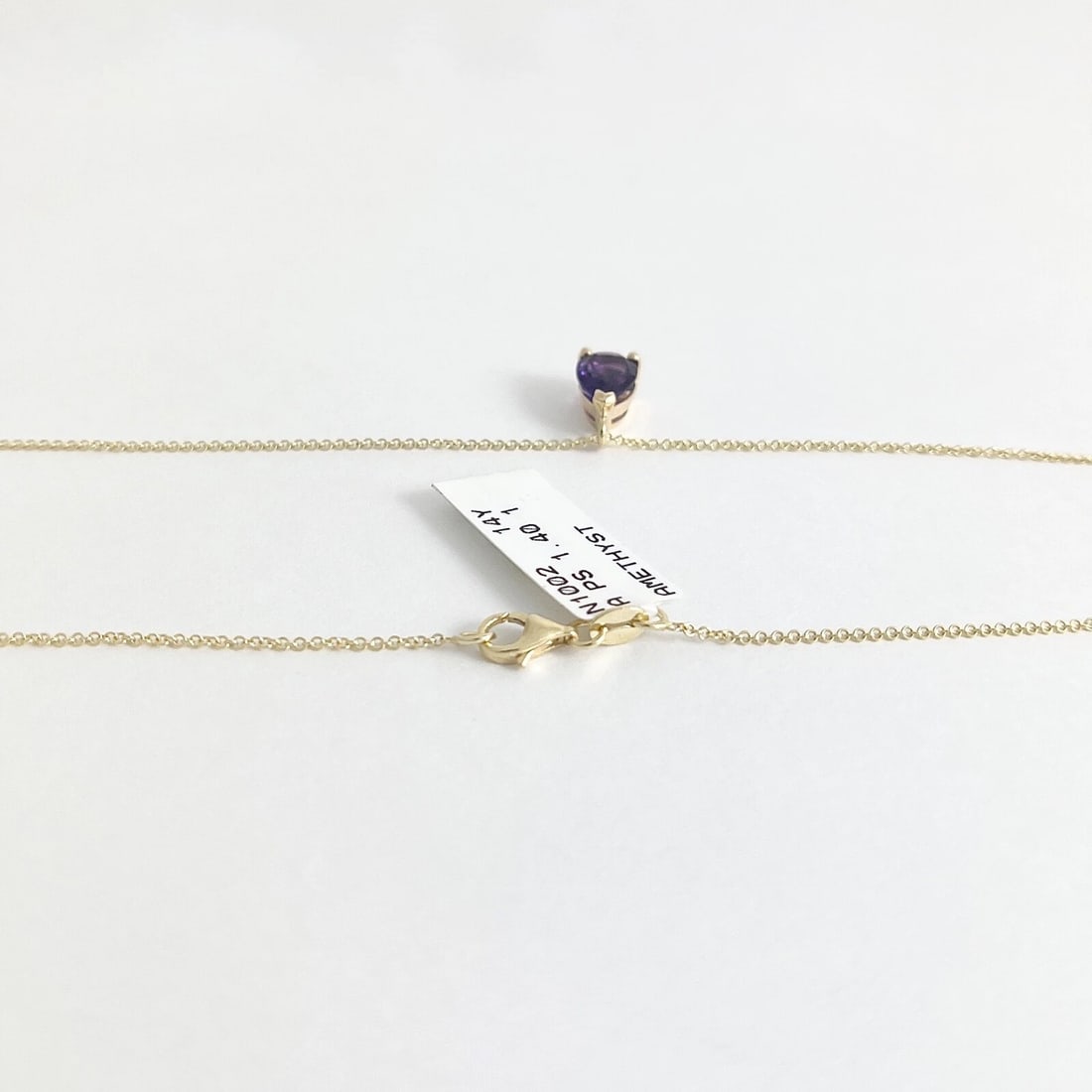 Pear Purple Amethyst Gemstone Teardrop Pendant Necklace 14K Yellow Gold, 1.40 CT - 7