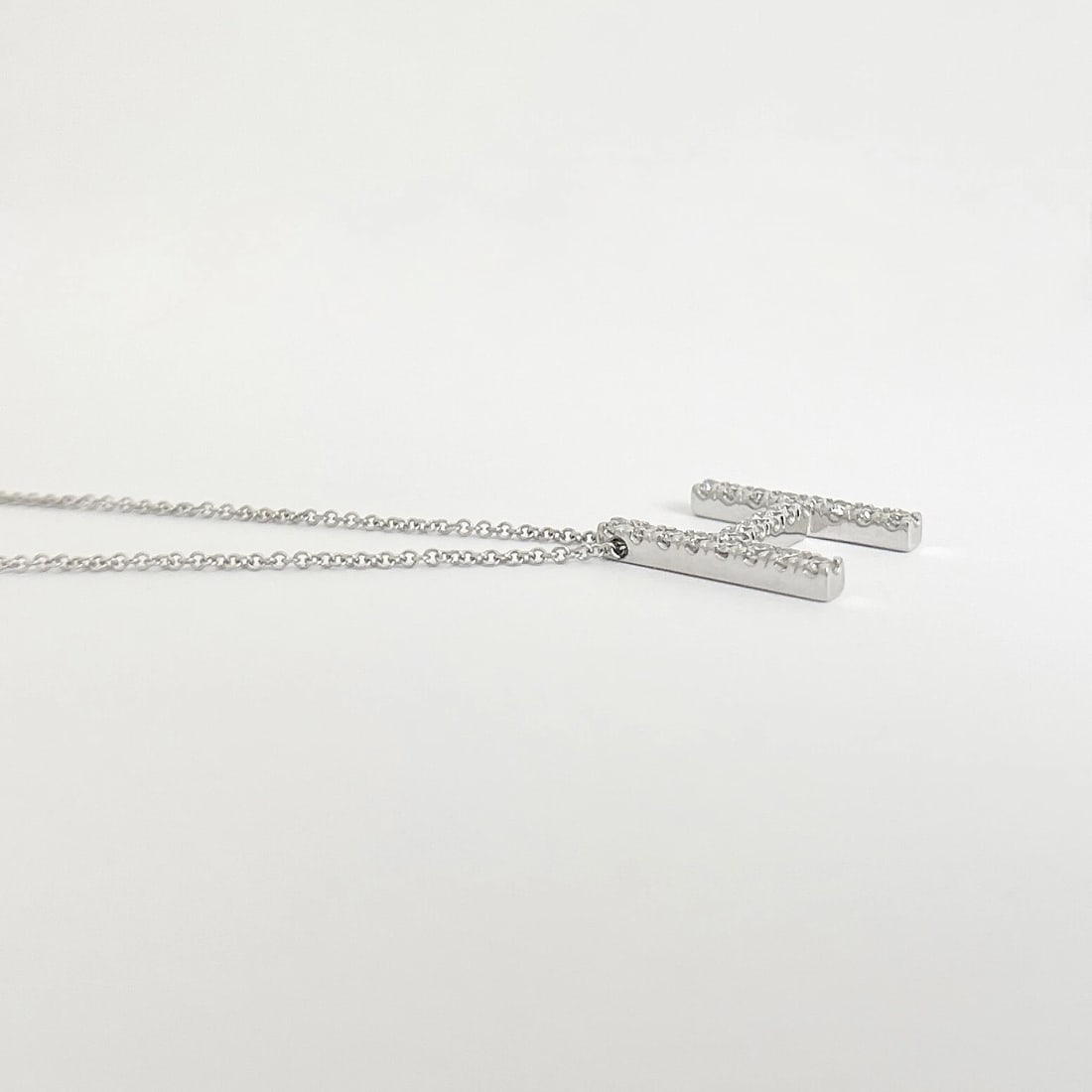 Letter H Diamond Initial Pendant Necklace 14K White Gold, .38 CTW - 5