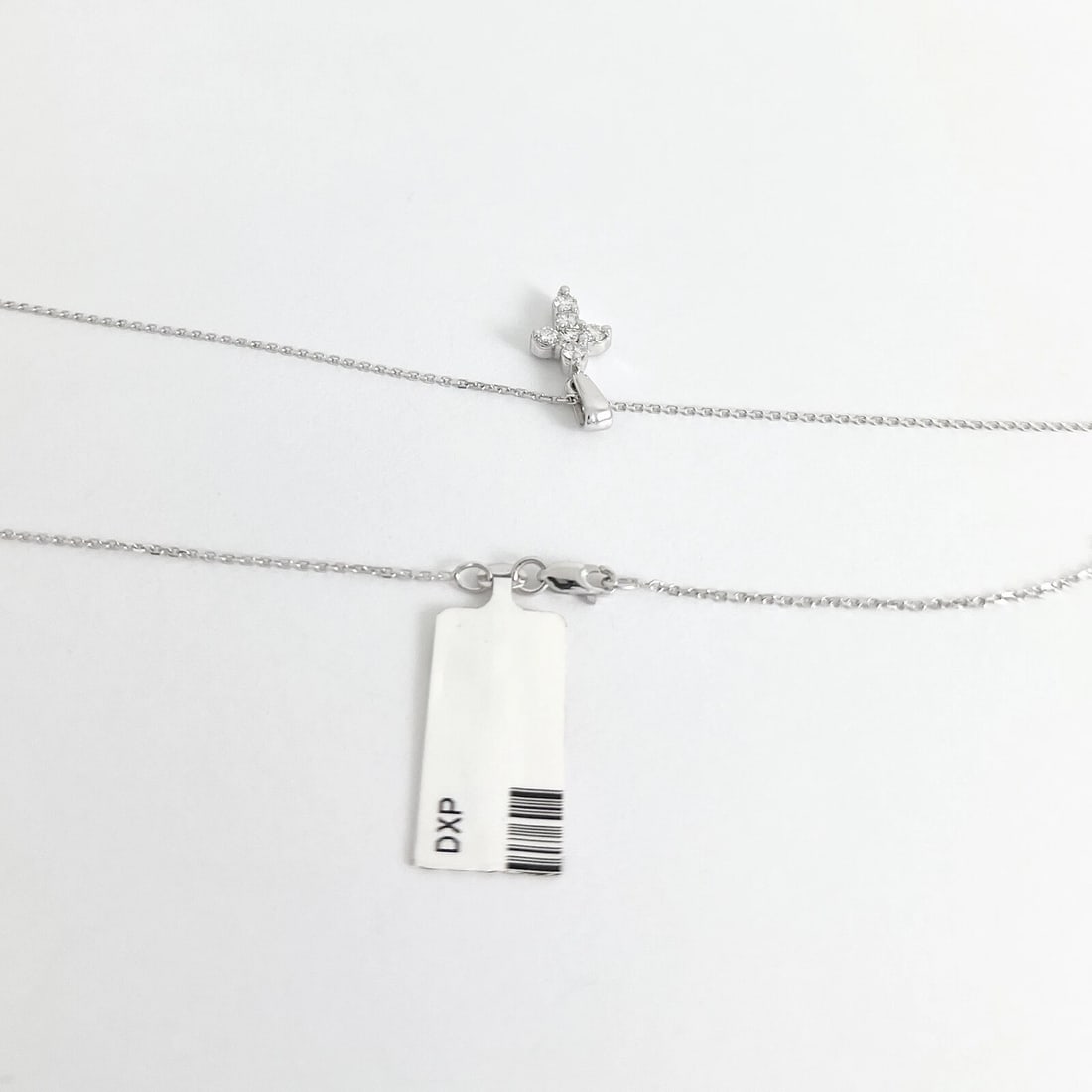 Small Diamond Cross Pendant Necklace 14K White Gold, .30 CTW - 7