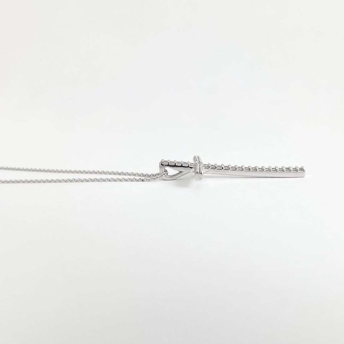 Long Thin Diamond Cross Pendant Necklace 14K White Gold, .27 CTW - 5