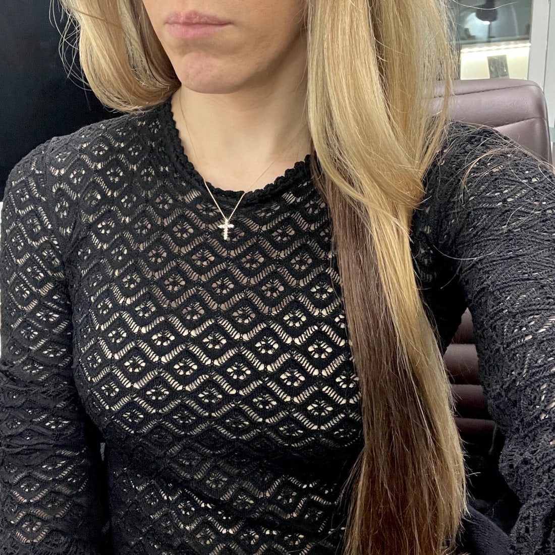 Small Diamond Cross Pendant Necklace 14K Pink Rose Gold, .30 CTW - 3