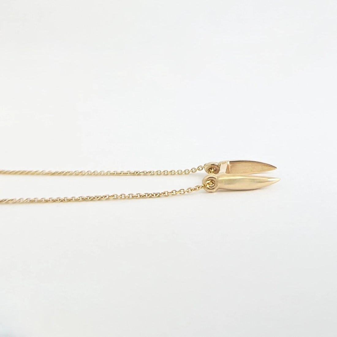 Saber Tooth Pendant Necklace 14K Yellow Gold, 16 Inches - 5