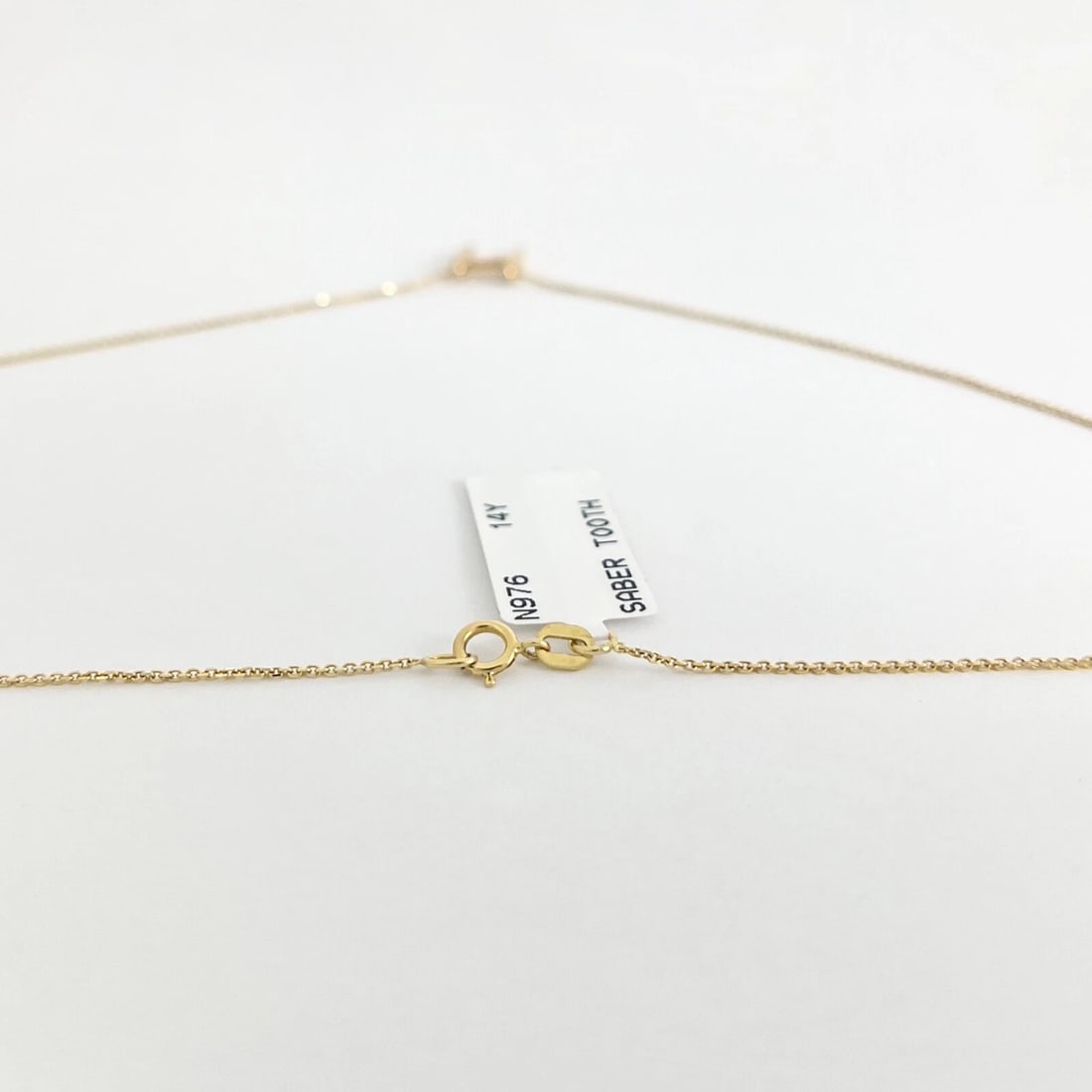 Saber Tooth Pendant Necklace 14K Yellow Gold, 16 Inches - 6