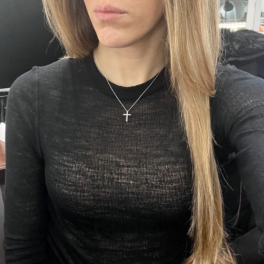 Small Diamond Cross Religious Pendant Necklace 14K White Gold .16 CTW - 4