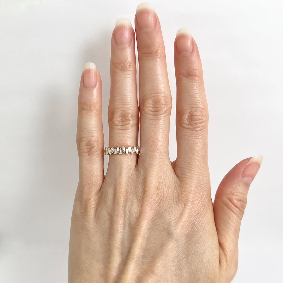 Jagged Baguette Diamond Statement Band Ring 14K Yellow Gold, Size 6.5, .65 CTW - 2