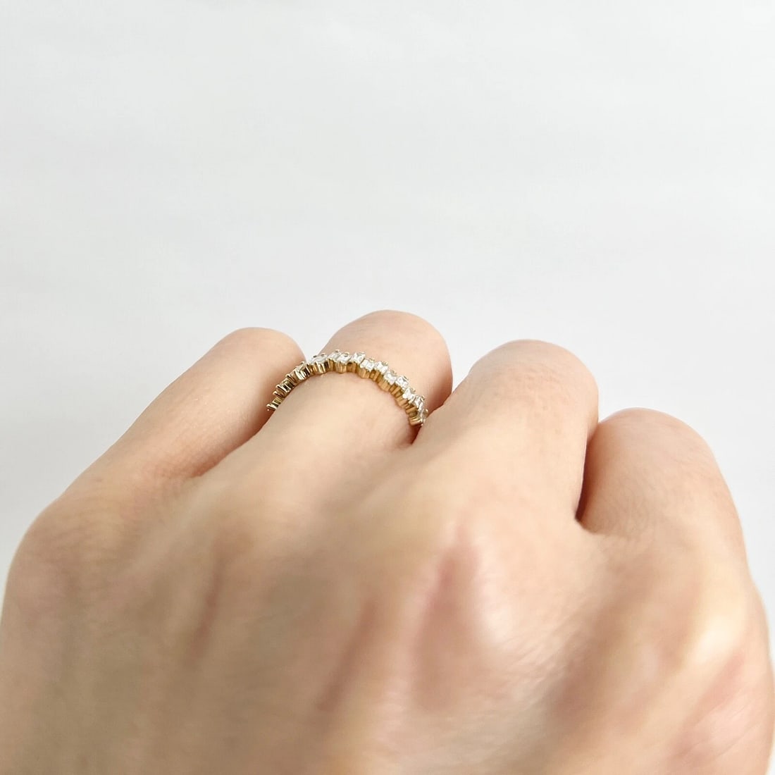 Jagged Baguette Diamond Statement Band Ring 14K Yellow Gold, Size 6.5, .65 CTW - 5