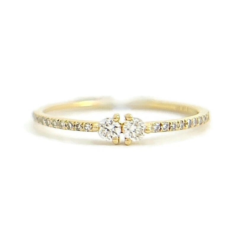 Twin Two-Stone Toi Et Moi Diamond Ring 14K Yellow Gold, .21 CTW (1 of 8)