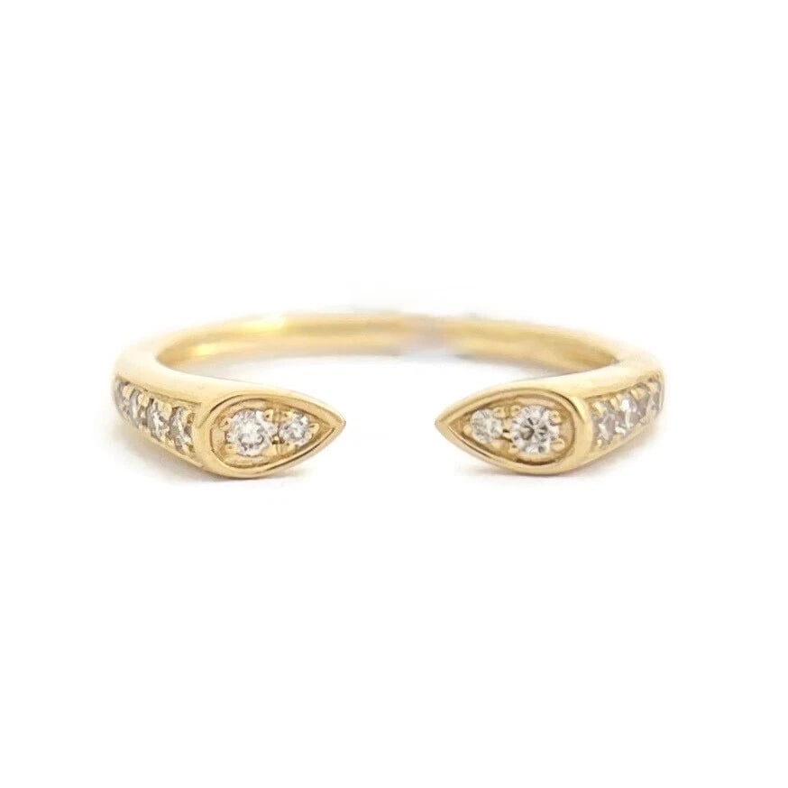 Pave Diamond Open Claw Ring 14K Yellow Gold, Size 6.75 (1 of 8)