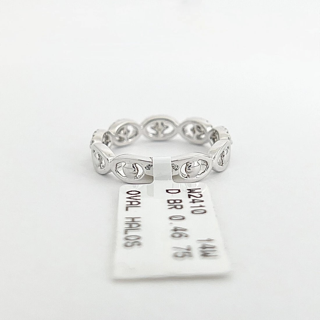 Open Oval Halo Diamond Statement Ring Band 14K White Gold, .46 CTW - 7