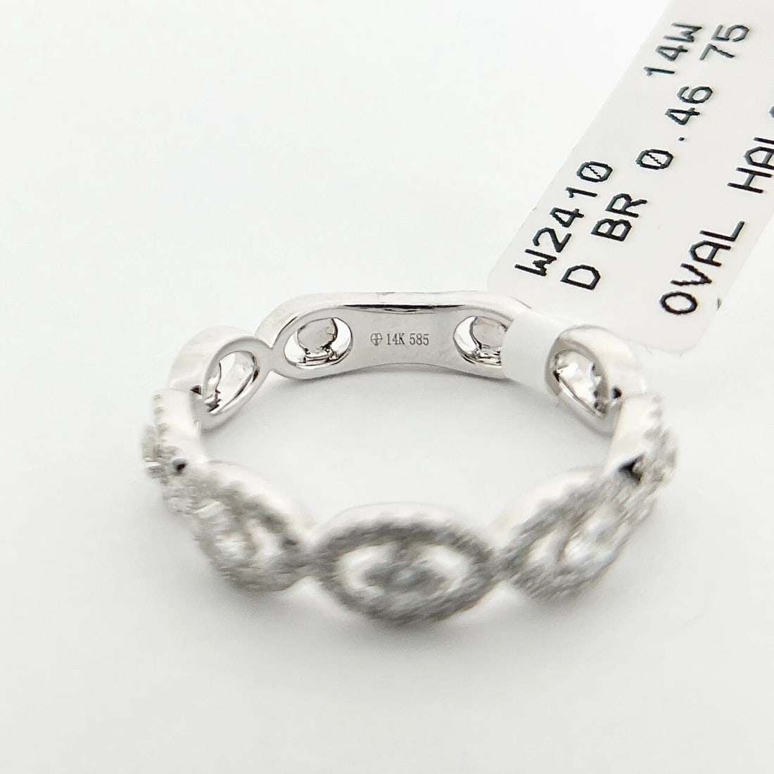 Open Oval Halo Diamond Statement Ring Band 14K White Gold, .46 CTW - 8