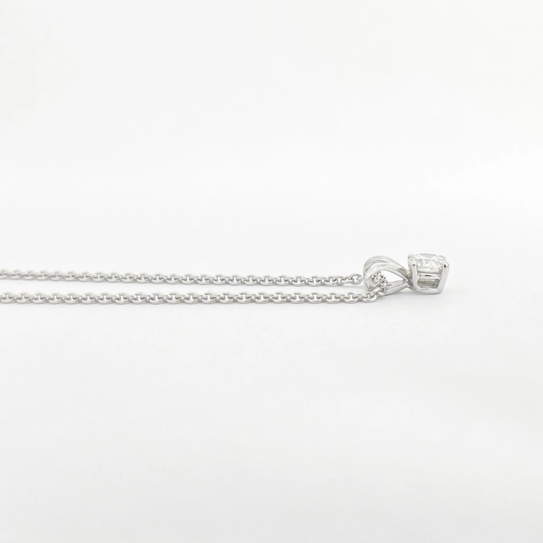 Round Solitaire Diamond Pendant Necklace 14K White Gold .27 CT - 5