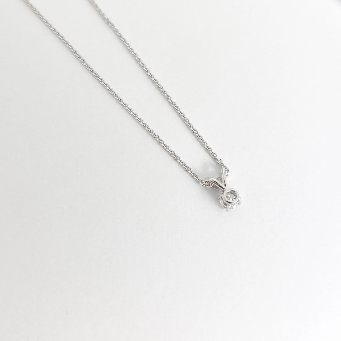 Round Solitaire Diamond Pendant Necklace 14K White Gold .27 CT - 6