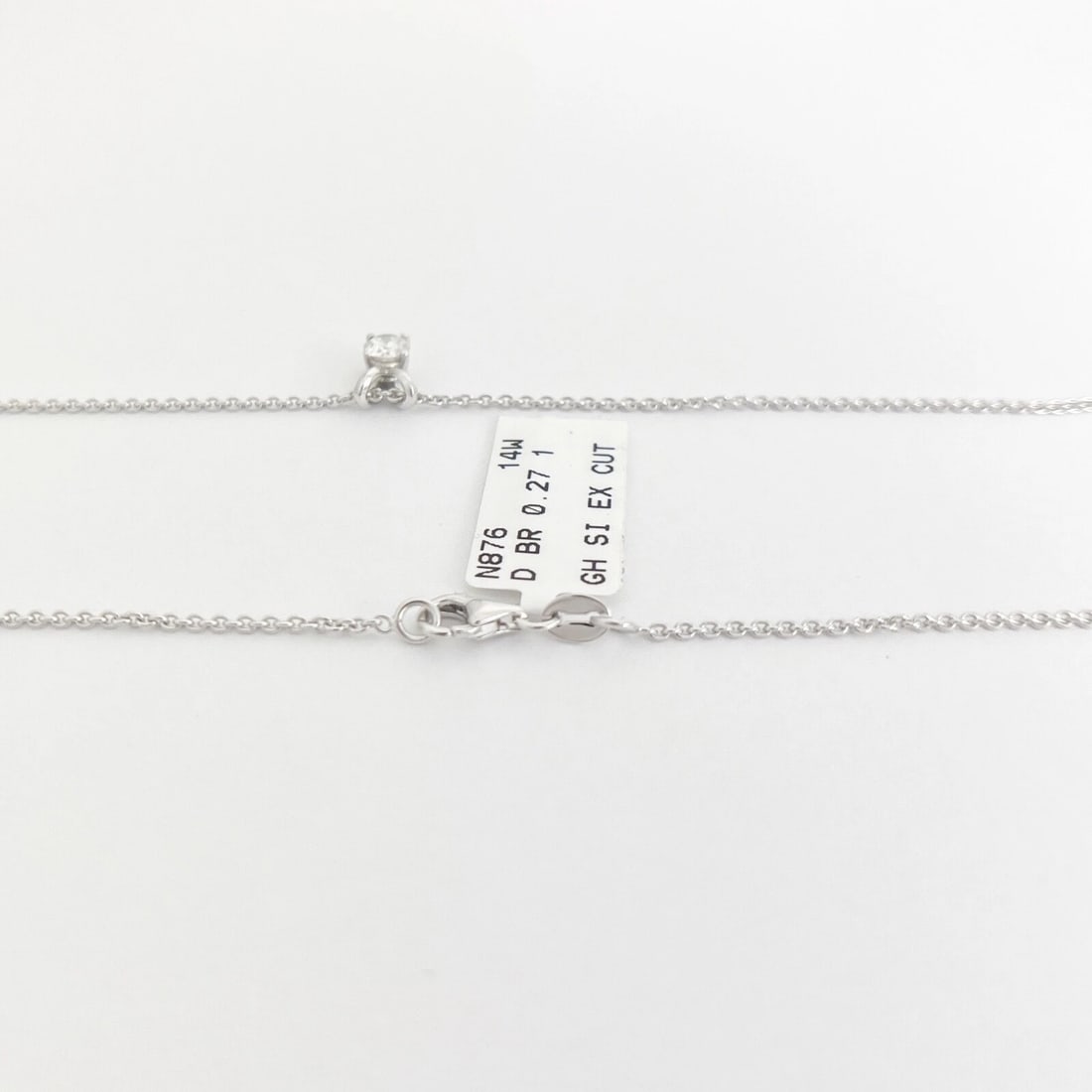 Round Solitaire Diamond Pendant Necklace 14K White Gold .27 CT - 7