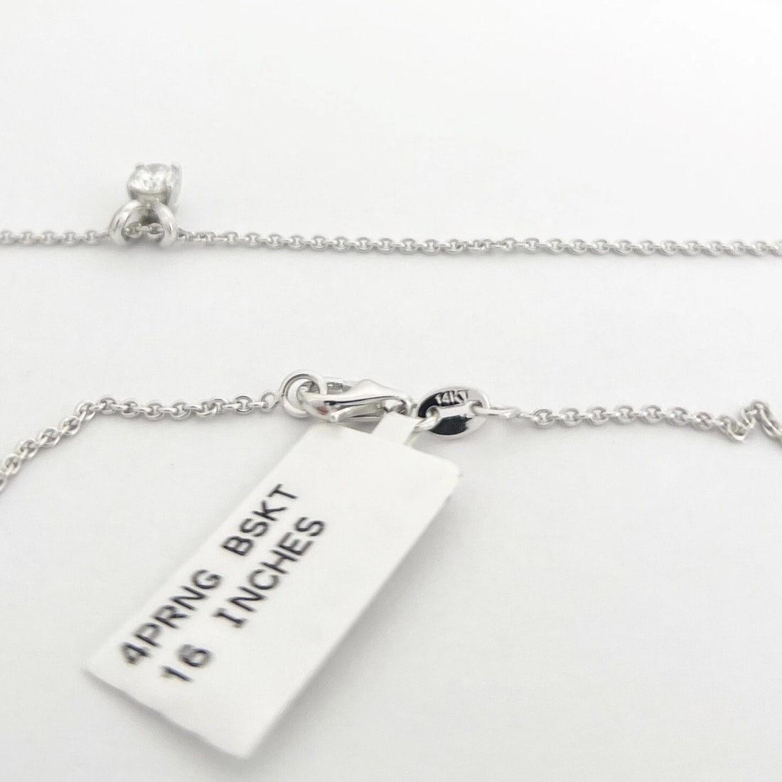 Round Solitaire Diamond Pendant Necklace 14K White Gold .27 CT - 8