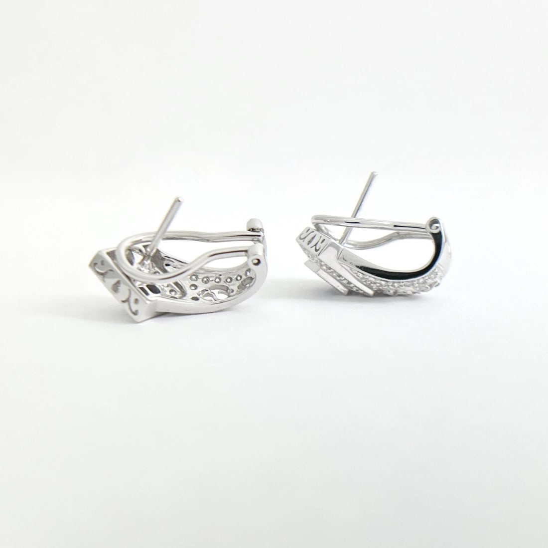 Sapphire Diamond Filigree Drop Earrings 18K White Gold, .75 CTW - 7