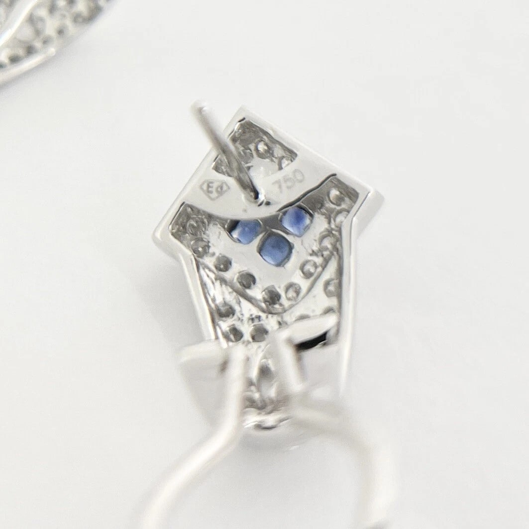 Sapphire Diamond Filigree Drop Earrings 18K White Gold, .75 CTW - 8