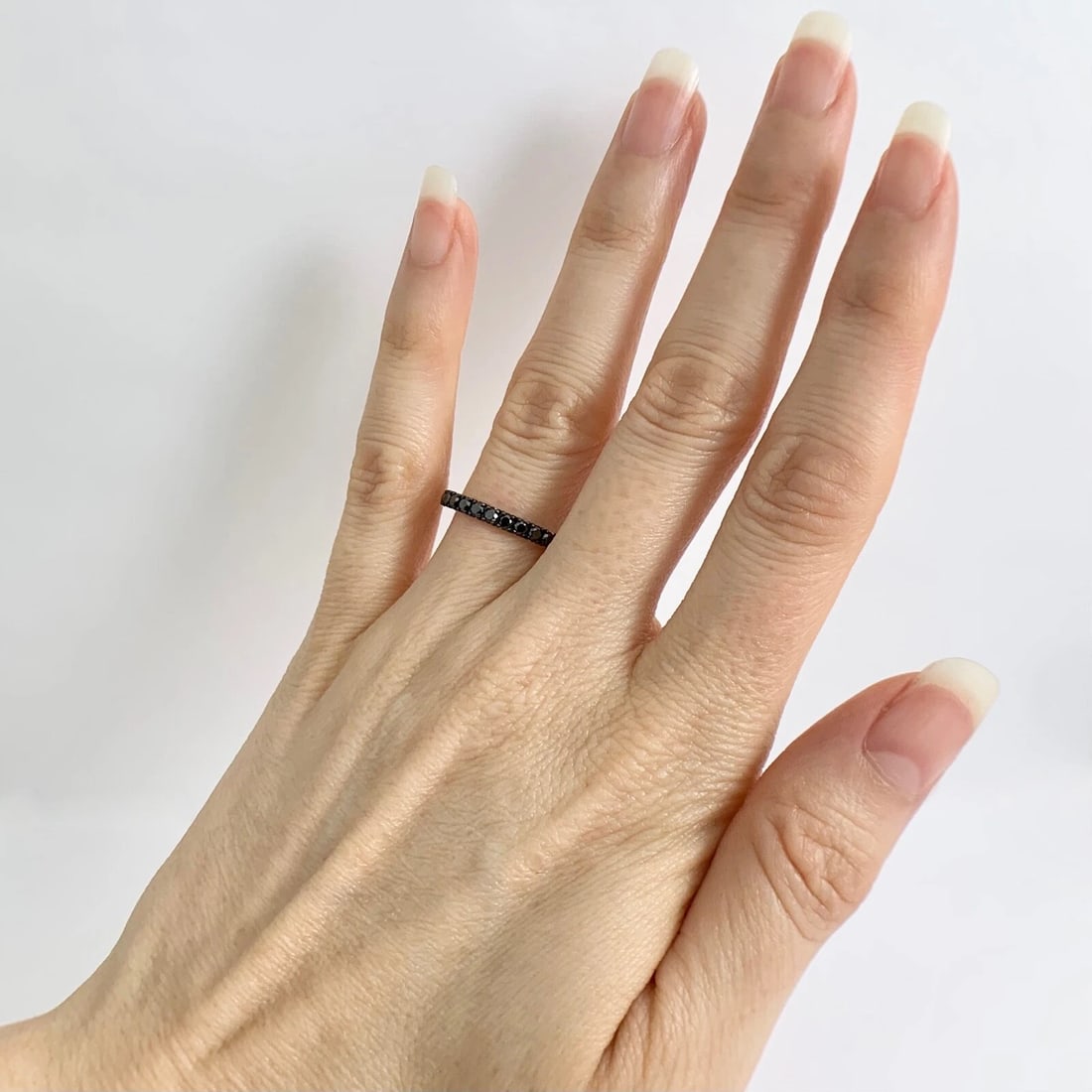 Black Diamond Eternity Band Ring 18K Black White Gold, 1.04 CTW, Size 6, 2.03 Gr - 3