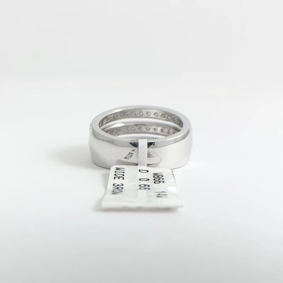 Wide 3-Row Round Diamond Ring Statement Band 14K White Gold, .66 CTW - 8