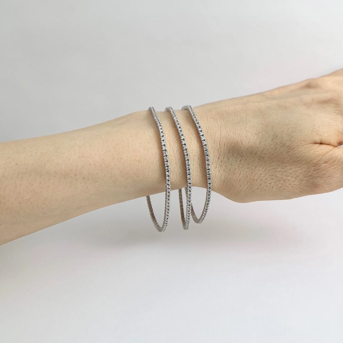 Thin Round Diamond Tennis Bracelet 14K White Gold, 7 Inches, 1.25 CTW - 5