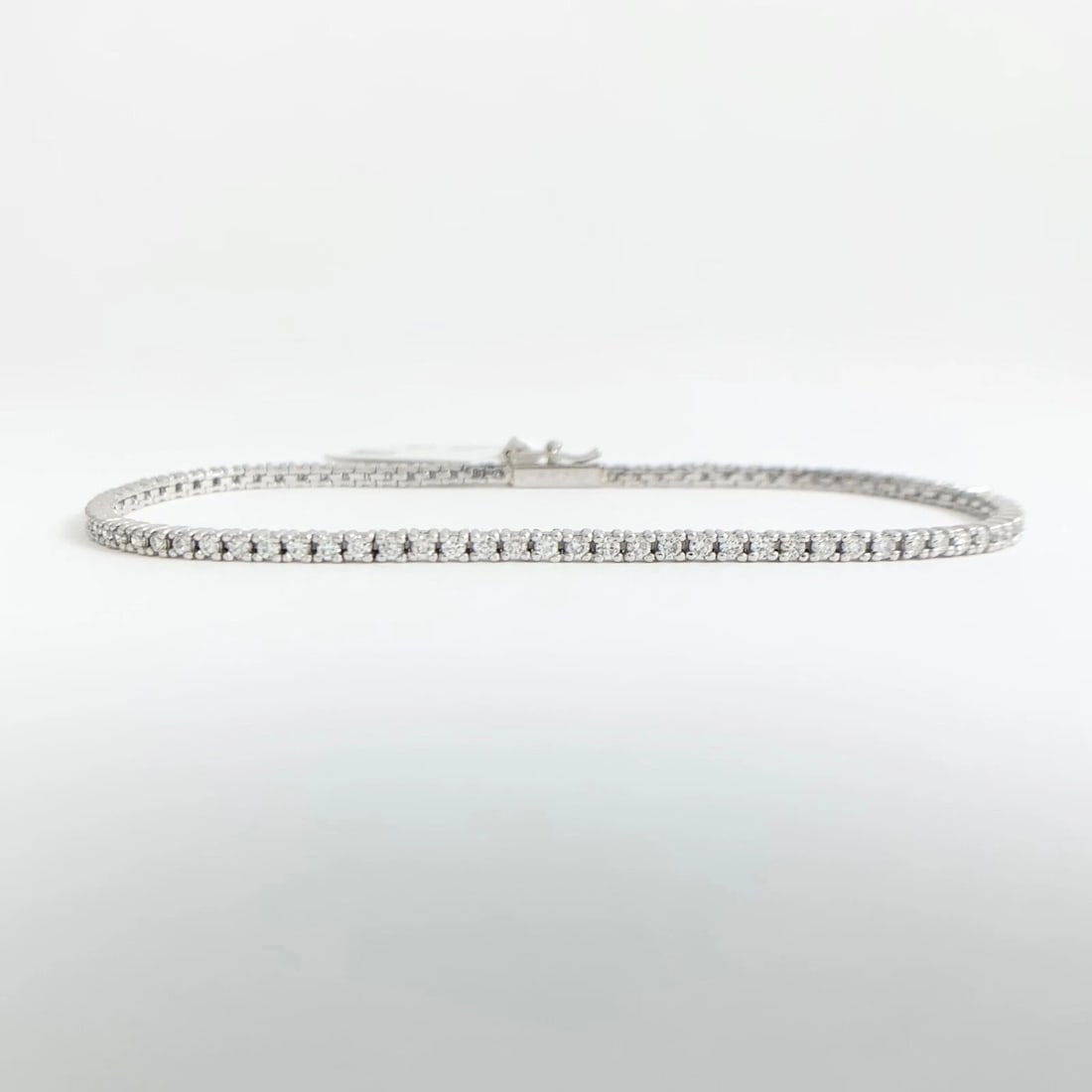 Thin Round Diamond Tennis Bracelet 14K White Gold, 7 Inches, 1.25 CTW - 7