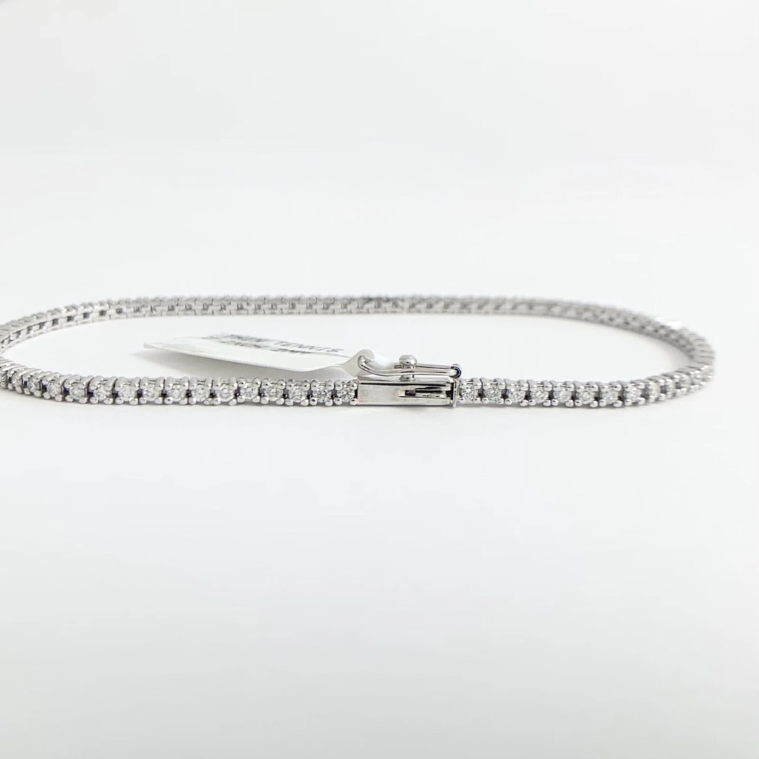 Thin Round Diamond Tennis Bracelet 14K White Gold, 7 Inches, 1.25 CTW - 8