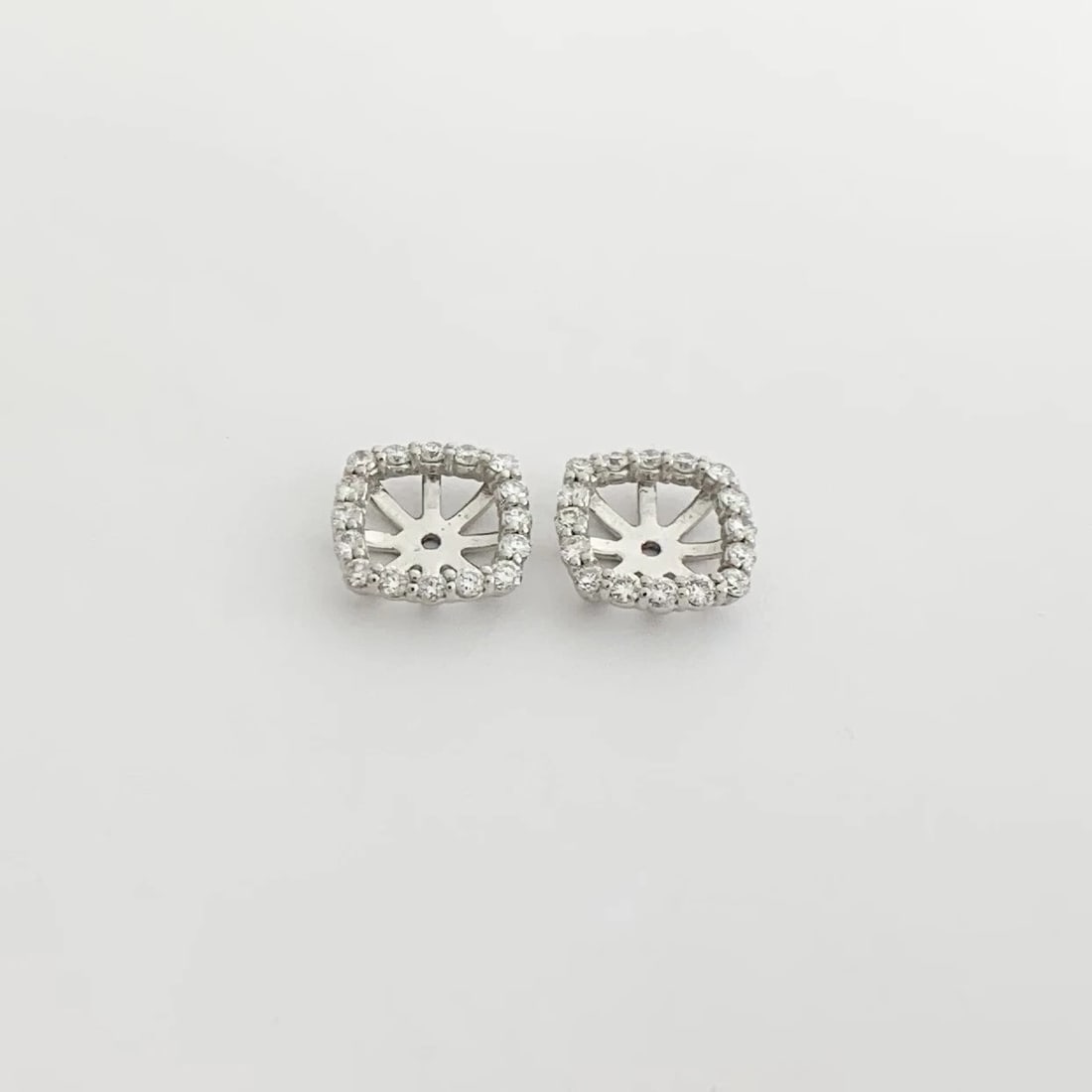 Cushion Diamond Halo Earring Jackets Enhancers 14K White Gold for 3.00 CTW Studs - 6