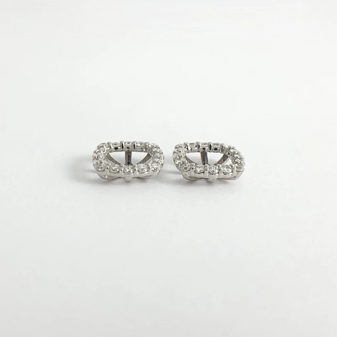 Cushion Diamond Halo Earring Jackets Enhancers 14K White Gold for 3.00 CTW Studs - 7