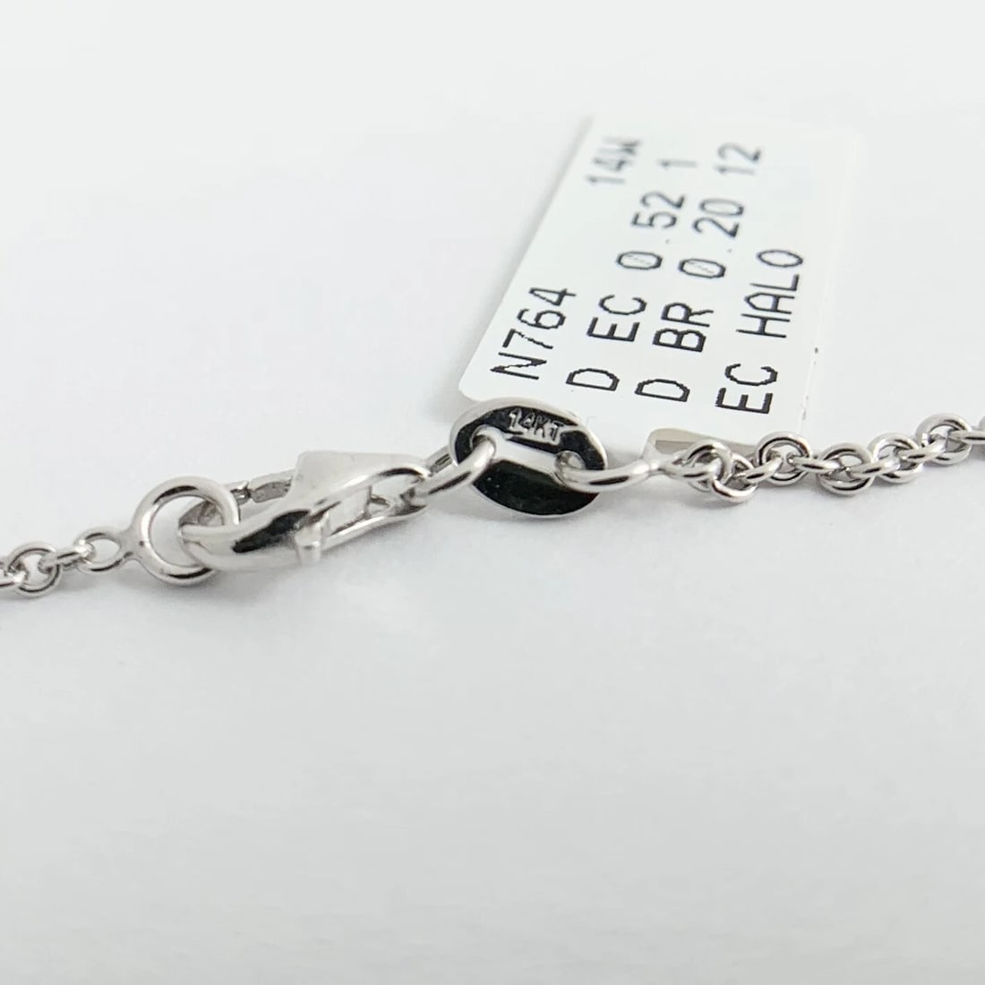 Emerald Cut Diamond Halo Pendant Necklace 14K White Gold, .72 CTW - 10