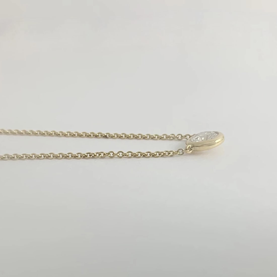 Solitaire Diamond Bezel Pendant Necklace 14K Yellow Gold .56 CT, 16 Inches - 7