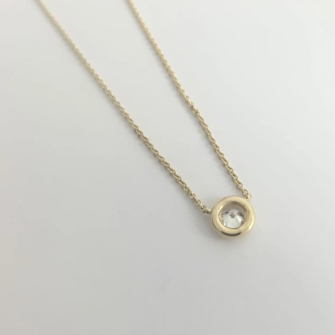 Solitaire Diamond Bezel Pendant Necklace 14K Yellow Gold .56 CT, 16 Inches - 8
