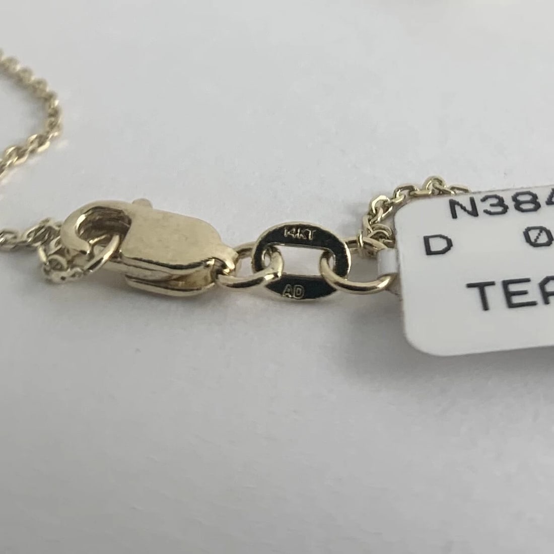 Solitaire Diamond Teardrop Pendant Necklace 14K Yellow Gold .40 CT, 17 Inches - 10