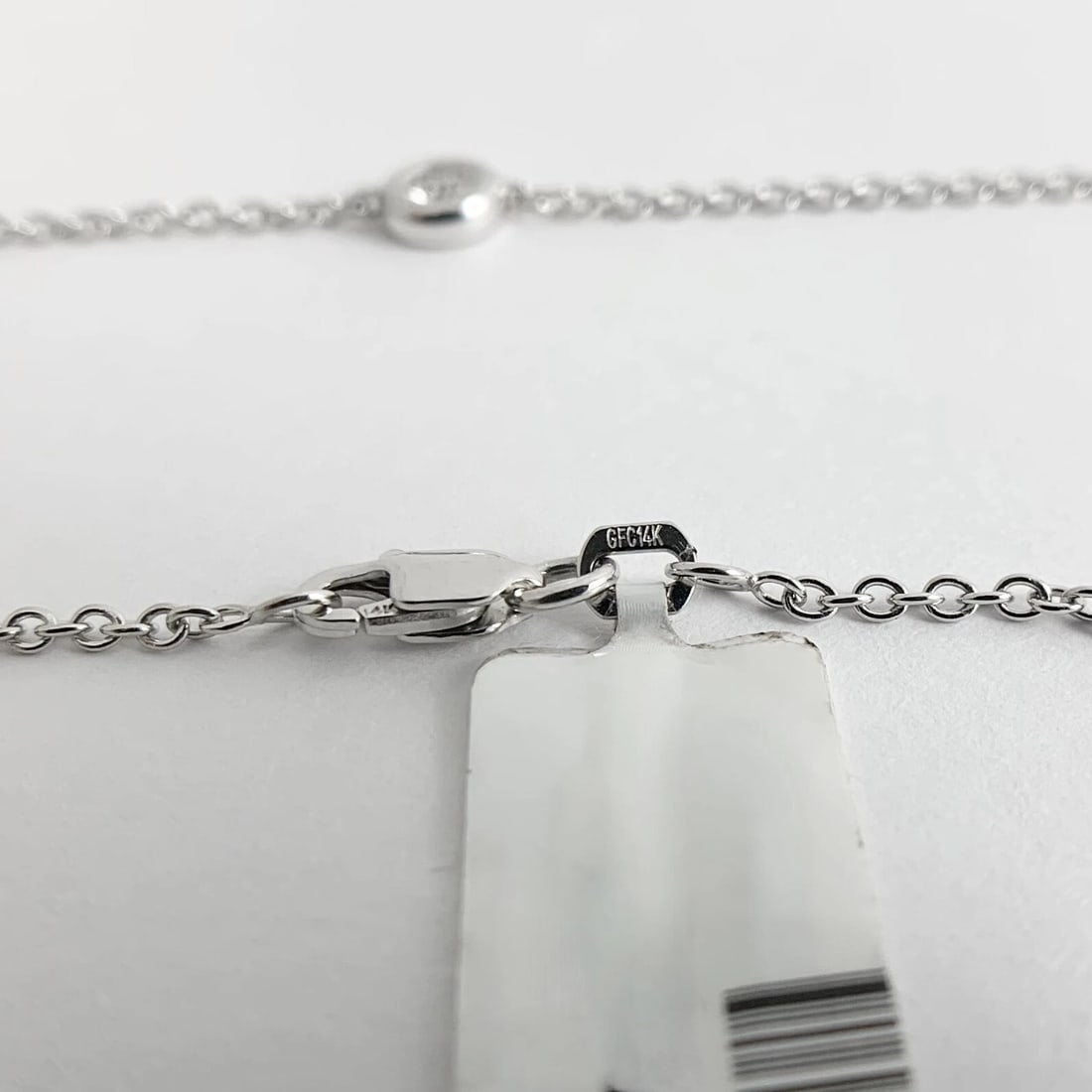 Round Diamond Bezel Station Necklace 14K White Gold 1.09 CTW, 17.5 Inches - 10