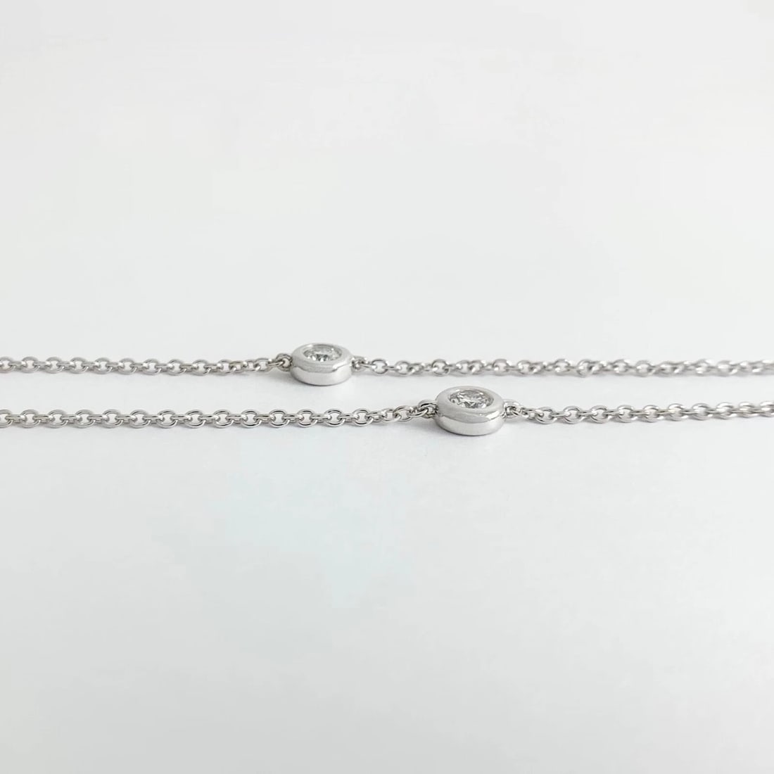 Round Diamond Bezel Station Necklace 14K White Gold 1.09 CTW, 17.5 Inches - 7