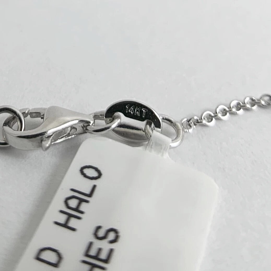 Oval Green Emerald Diamond Halo Gemstone Pendant Necklace 14K White Gold .90 CTW - 10