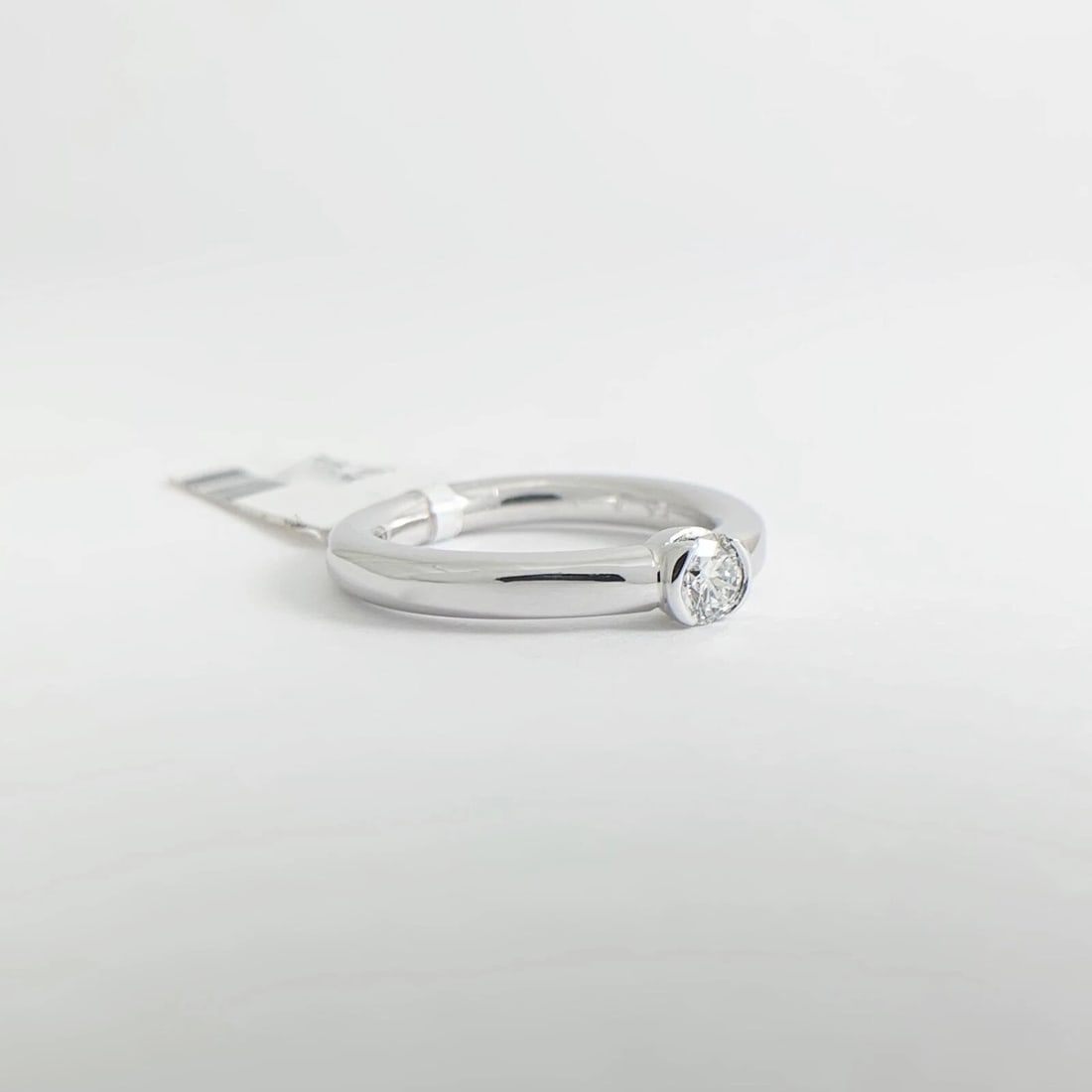 Round Diamond Half Bezel Tube Stackable Solitaire Ring 14K White Gold .25 CT - 8