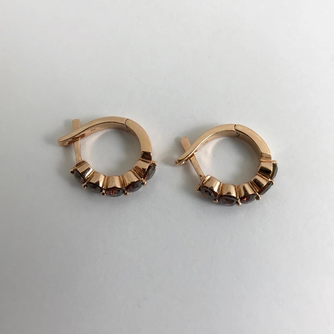 Fancy Brown Diamond Huggie Hoop Earrings in 14K Rose Gold, 1.25 CTW, 3.82 Grams - 9