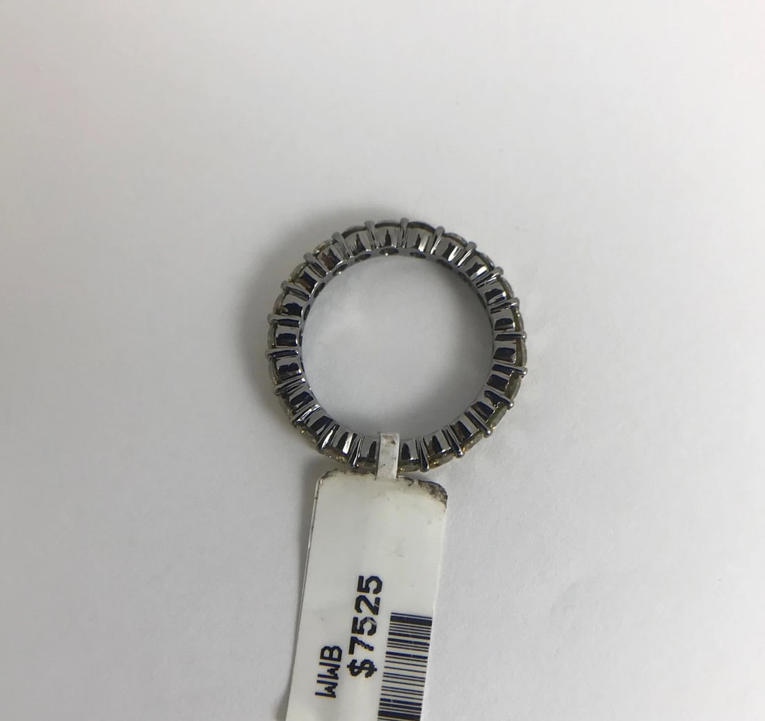 Yellow Diamond Eternity Band Ring 18K Black White Gold, 2.50 CTW, Size 6.75 - 11