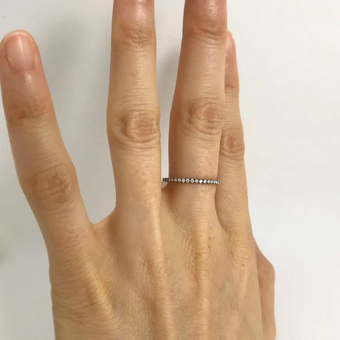 Diamond Eternity Band Ring 18K Black White Gold .40 CTW Size 5.25, 1.05 Grams - 3