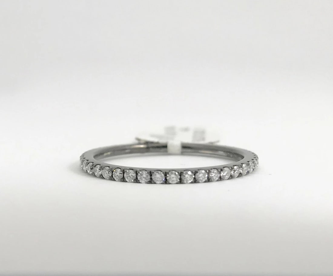 Diamond Eternity Band Ring 18K Black White Gold .40 CTW Size 5.25, 1.05 Grams - 7