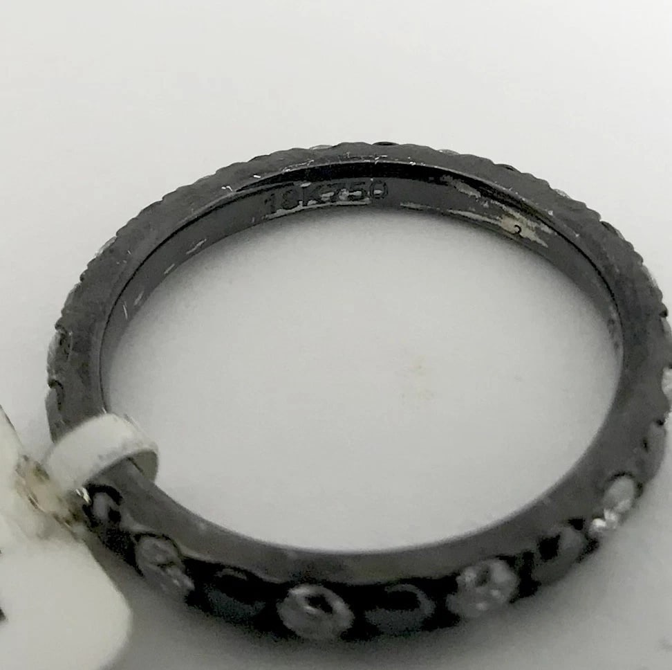 Black White Diamond Eternity Band Ring 18K Black Gold .90 CTW, Size 4.5, 1.75 Gr - 12