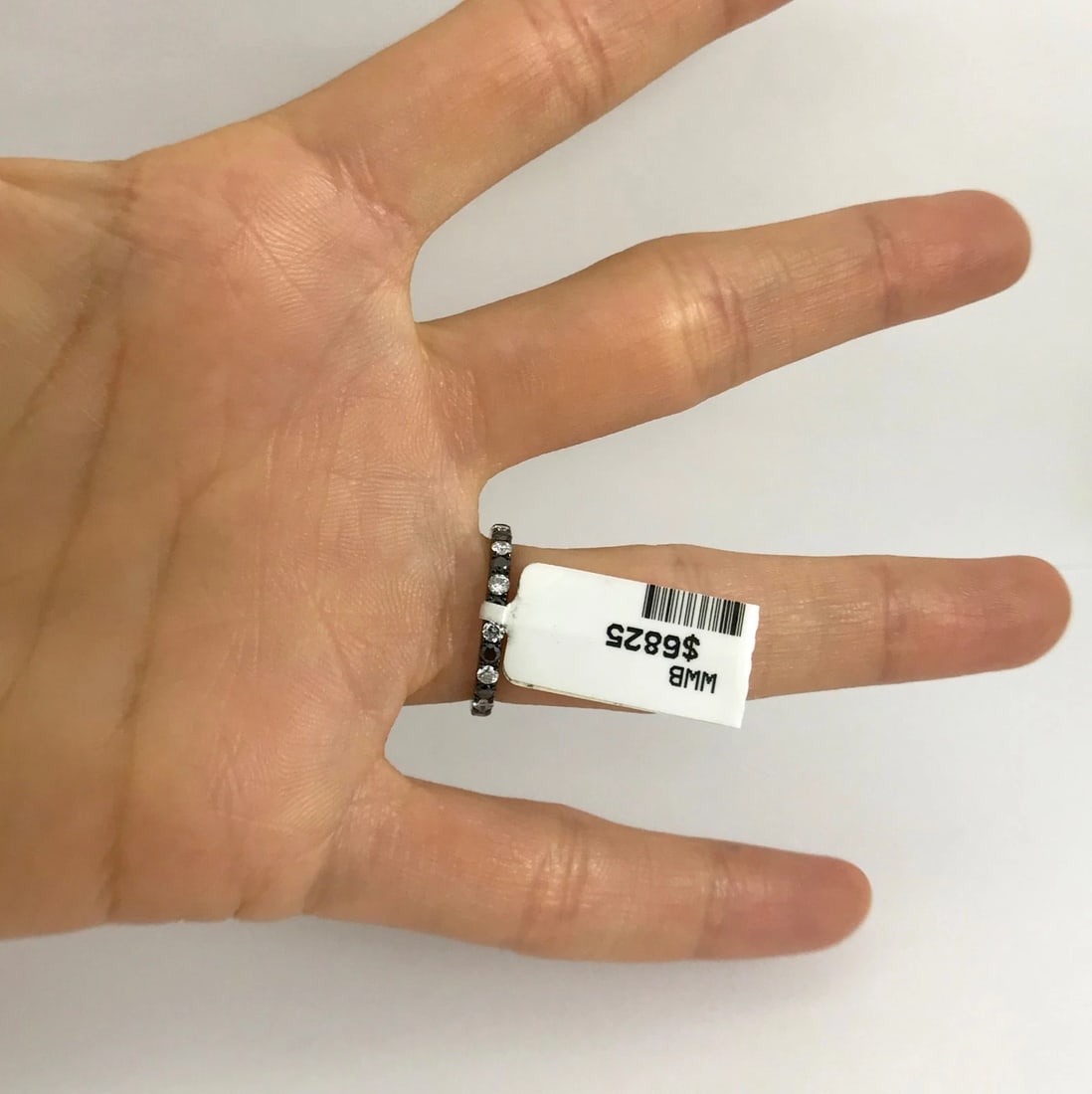 Black White Diamond Eternity Band Ring 18K Black Gold .90 CTW, Size 4.5, 1.75 Gr - 6