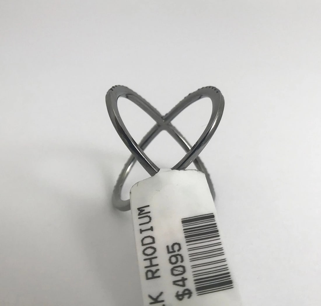 Blue Diamond X Crisscross Statement Ring in Black 14K White Gold, 3.23 Grams - 10