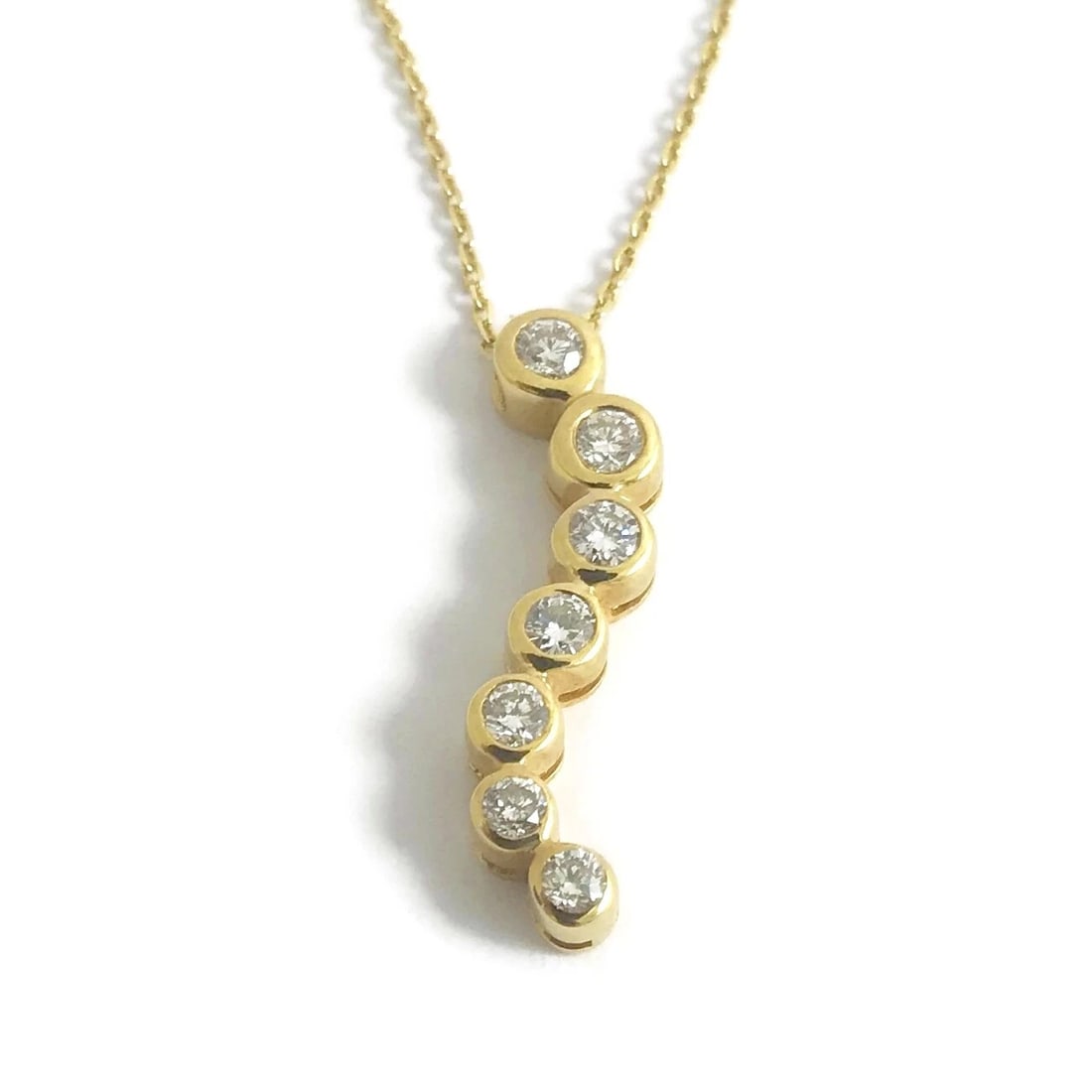 Diamond Bezel Journey Pendant Necklace 14K Yellow Gold, .80 CTW, 4.56 Grams (1 of 12)