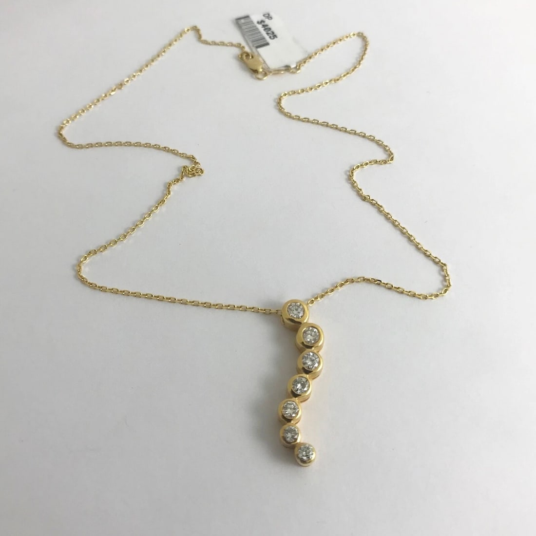 Diamond Bezel Journey Pendant Necklace 14K Yellow Gold, .80 CTW, 4.56 Grams - 7