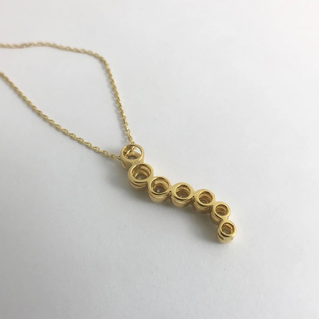 Diamond Bezel Journey Pendant Necklace 14K Yellow Gold, .80 CTW, 4.56 Grams - 9