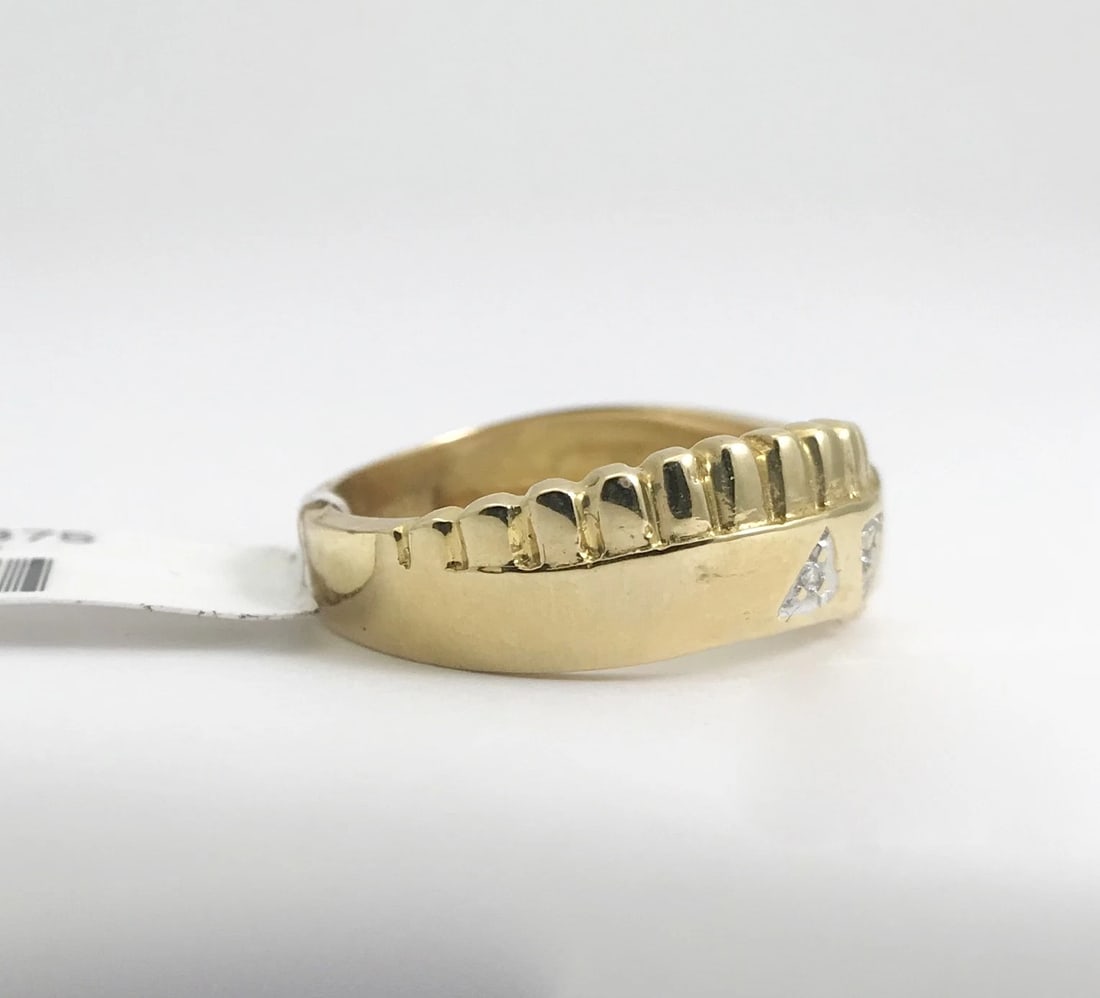 Diamond Triangle Fringe Wave Statement Ring 18K Yellow Gold, Size 7.5, 5.7 Grams - 9