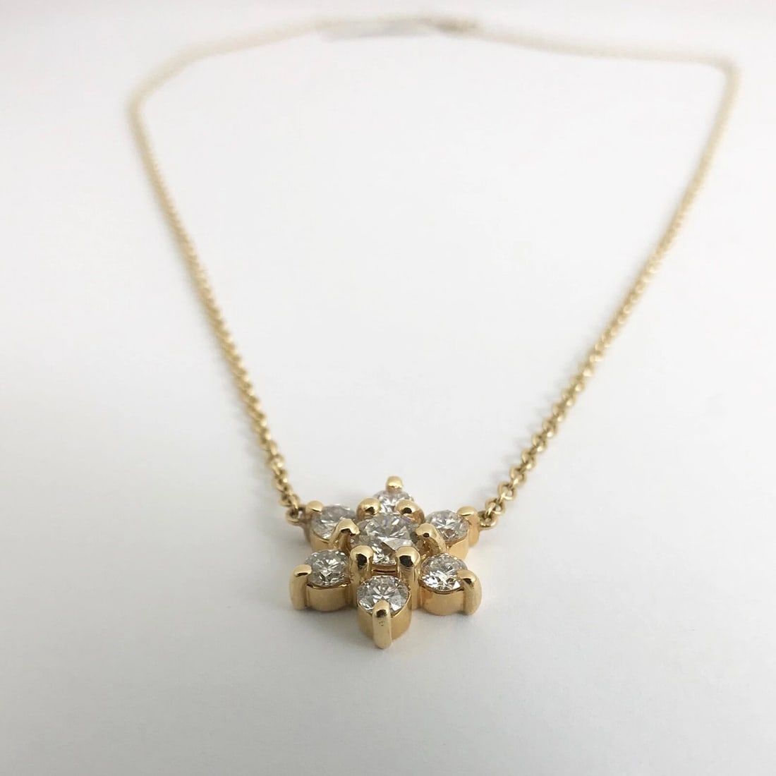 Round Diamond Flower Cluster Pendant Necklace 14K Yellow Gold, 1.40 CTW - 7