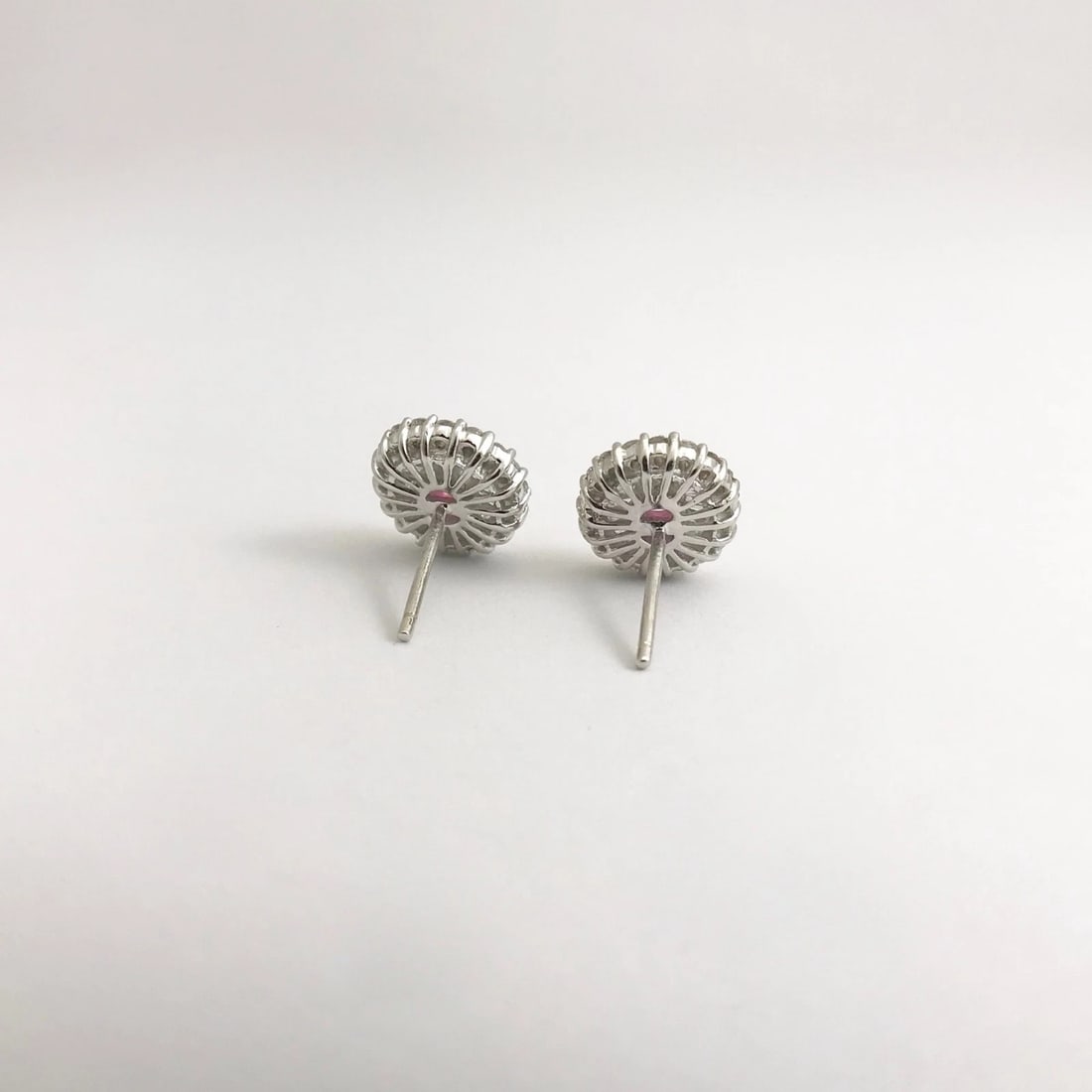 Pink Sapphire Diamond Halo Stud Earrings in 18K White Gold, 2.65 CTW, 4.01 Grams - 10