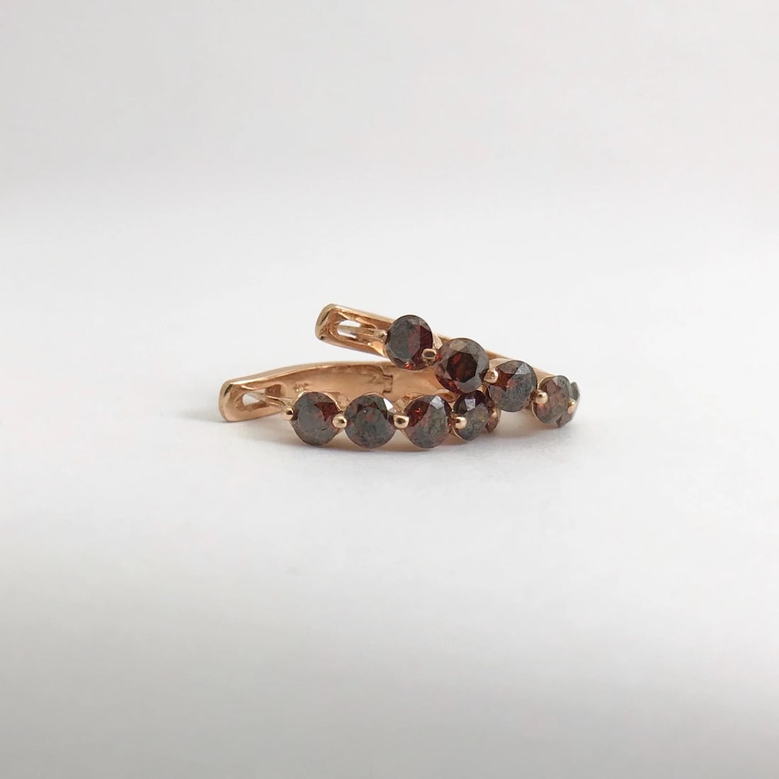 Fancy Brown Diamond Huggie Hoop Earrings in 14K Rose Gold, 1.25 CTW, 3.82 Grams - 6
