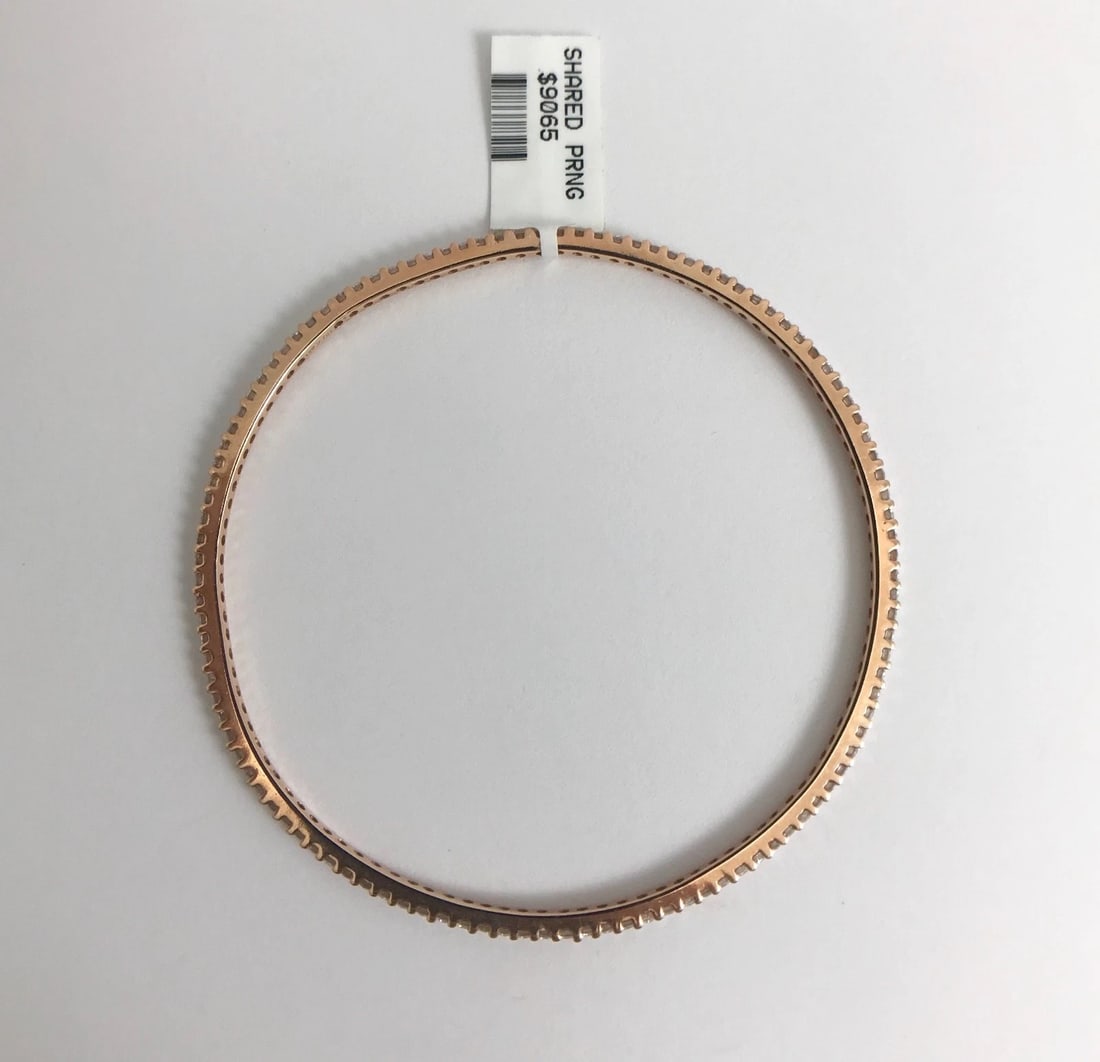 Diamond Eternity Bangle Bracelet in 14K Pink Rose Gold, 2.01 CTW, 8.33 Grams - 10